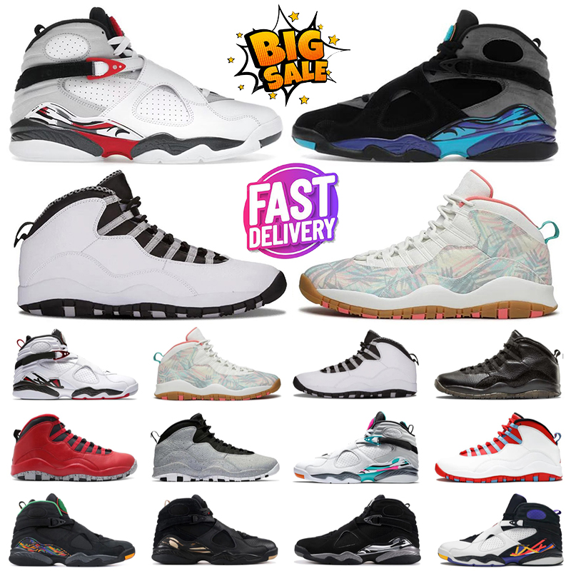 New Designer 8 10 Mens Basketball Shoes 8s 10s trainers Leather White True Red Aqua Bugs Bunny Playoffs Steel Red Outdoors Casual Sports Mens Sneakers