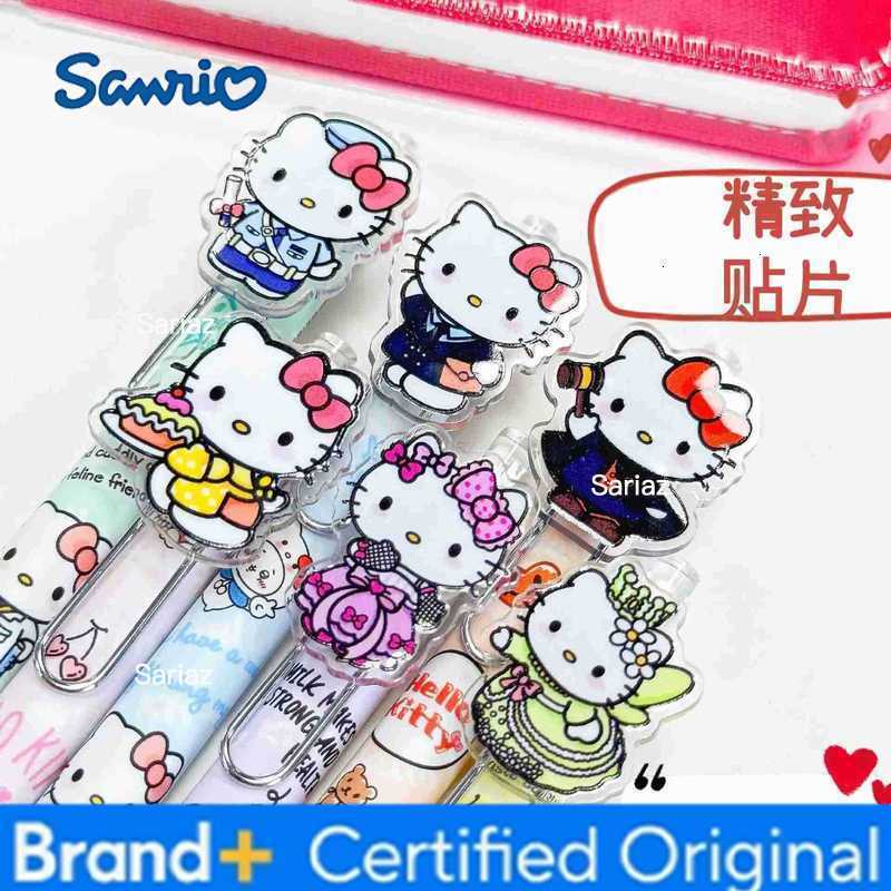 Sanrio 6/36pcs Hello Kitty Patch Gel Pen Cartoon Cute Press Neutral Pen Kawaii Kt Patch Writing Pen Student Stationery H251231