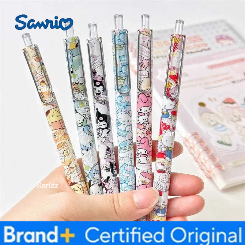 Sanrio 24pcs/lot Kuromi Melody Cinnamoroll Kitty Gel Pen Cute Pochacco 05mm Black Ink Press Signature Pens School Supplies H251231
