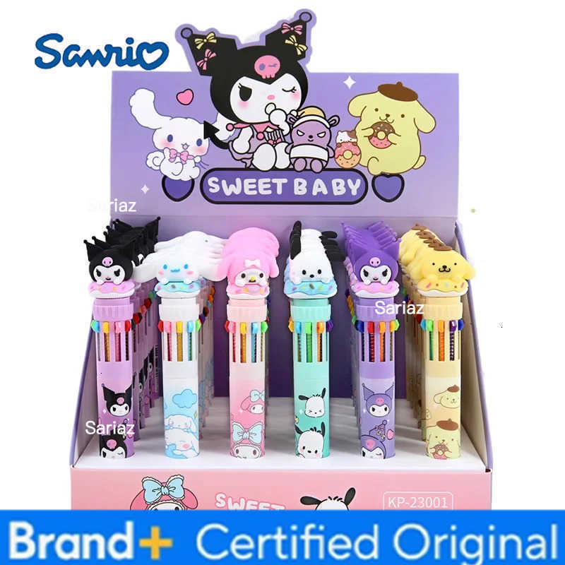 Sanrio Cartoon Ballpoint Pen 3pcs Kuromi Hello Kitty Cinnamoroll 10 Color 07 School Student Stationery Draw Wrirte Mark Pen H251231
