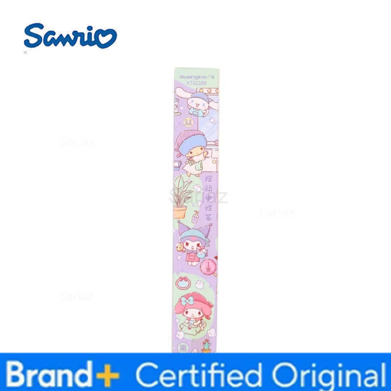 Sanrio 12pcs/lot Kuromi Melody Cinnamoroll Kitty Gel Pen Cute PomPomPurin 05mm Black Ink Press Signature Pens School Supplies H251231