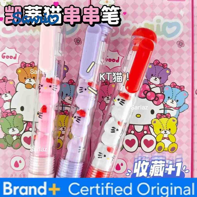 Sanrio 3Pcs Hello Kitty Gel Pen Set 05Mm Black Personality Ins Wind Fun Decompression Pen Students Learn Stationery H25123111