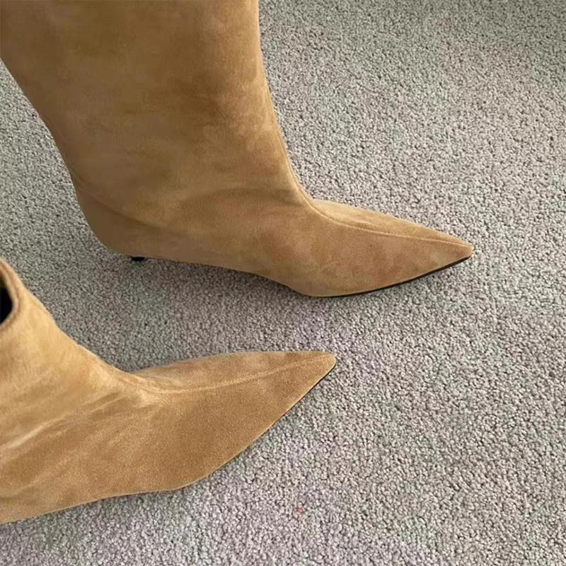 Autumn Winter Pointed Toe Ankle Boots Women Vintage Thin Low Heel Shoes Modern SHort Botas Zapatos De Mujer 251230 - view 5