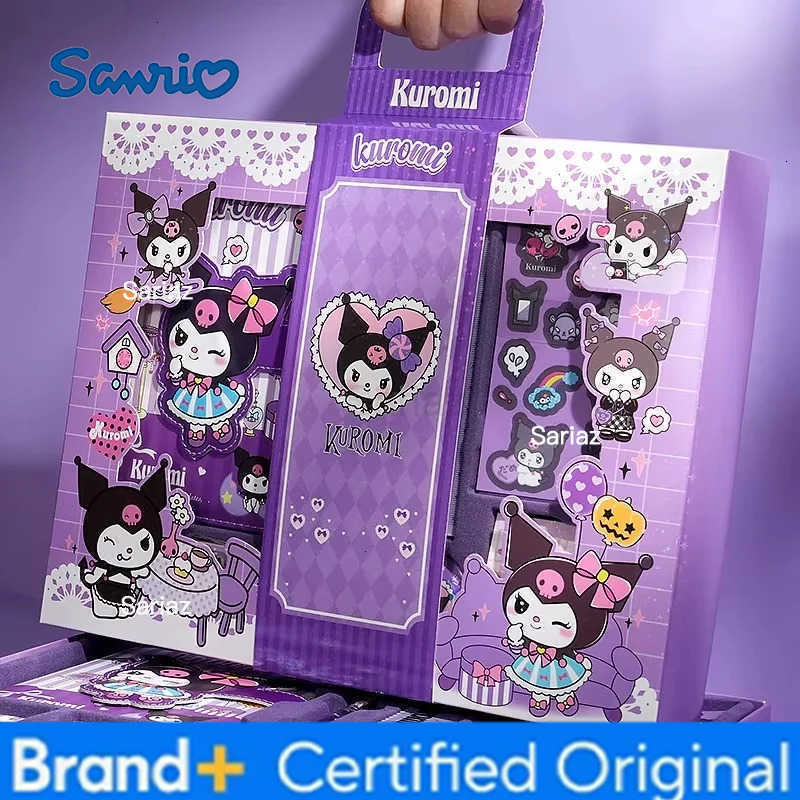 Sanrio Stationery Set My Melody Kuromi Notebook Stickers Gel Pen Ruler sticky note badge Student School Supplies Kids Gift H251231