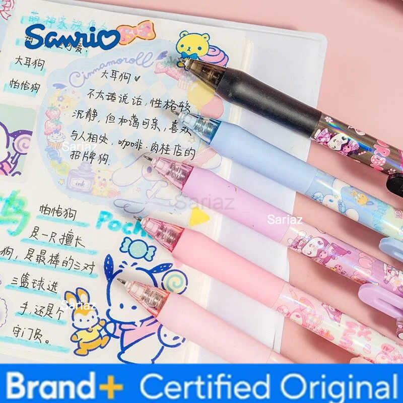 Sanrio 15/30 Kawaii Melody Kuromi Cinnamoroll Kitty Press Gel Pen Cute 05mm Black Ink Neutral Pens Office School Supplies H2512311