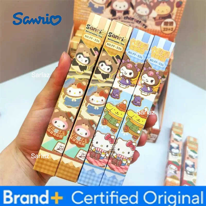 Sanrio 24pcs/lot Kuromi Melody Cinnamoroll Press Gel Pen Cute PomPomPurin 05mm Black Ink Press Signature Pens School Supplies H251231