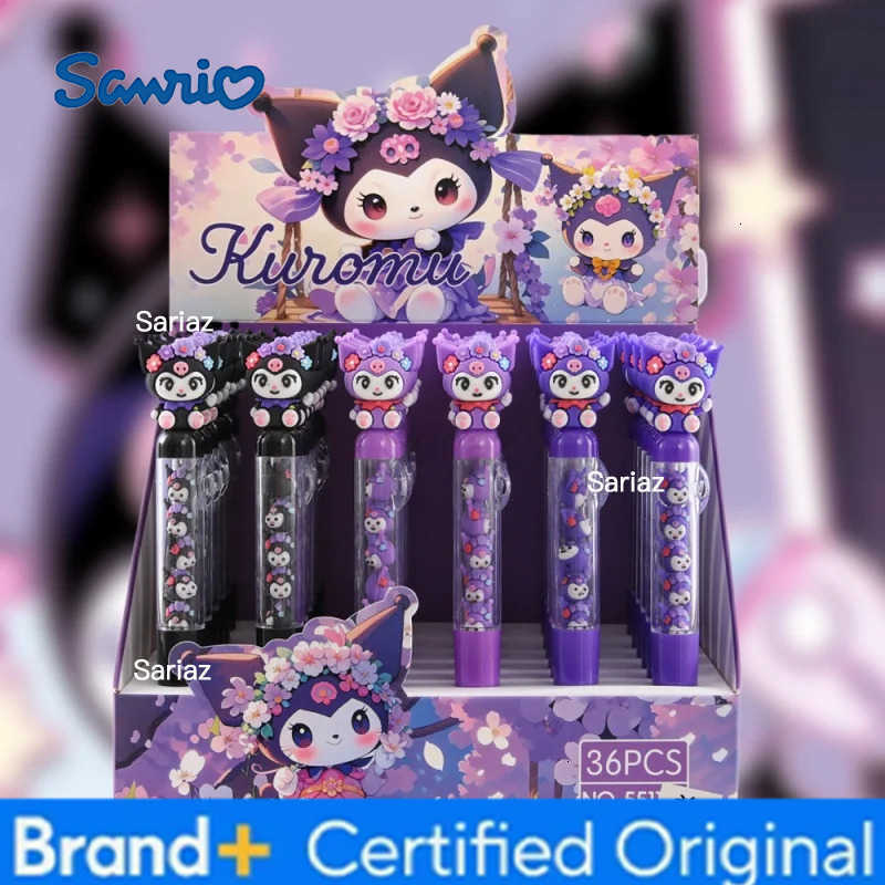 Sanrio 24pcs/lot Kawaii Kuromi Gel Pen Cute 05mm Black Ink Neutral Pens Office School Supplies H251231