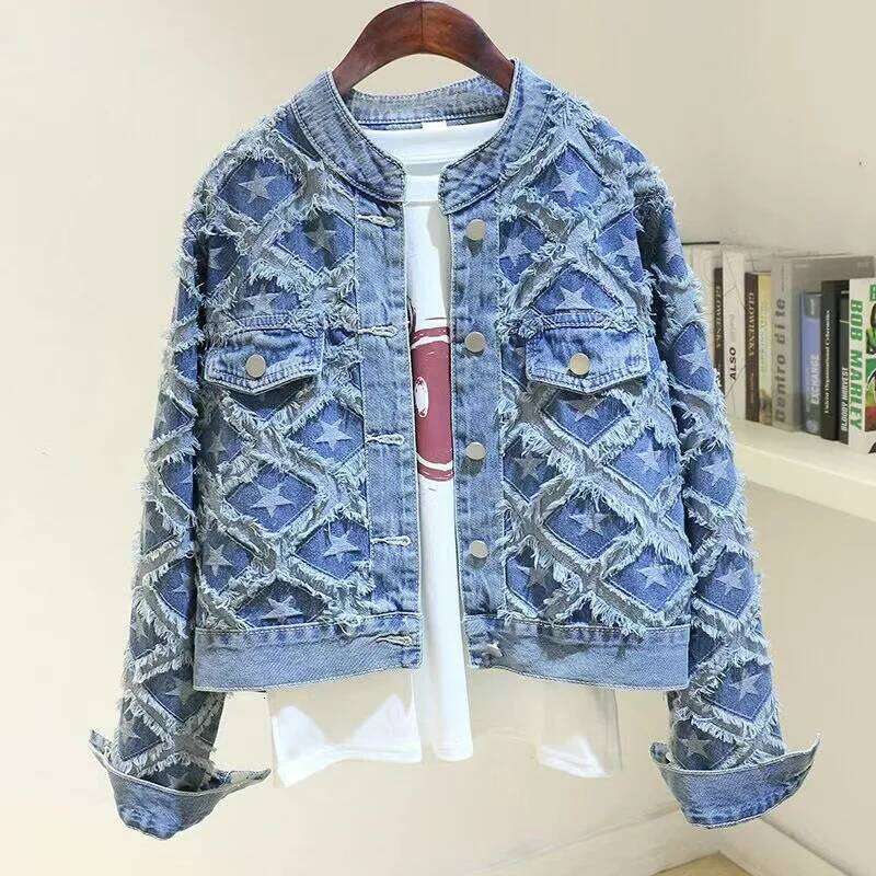 French Heavy Industry Five-Pointed Star Denim Women's Designer Fashion 2026 Spring And Autumn Design Sense Niche Personality Fashion Jacket Top