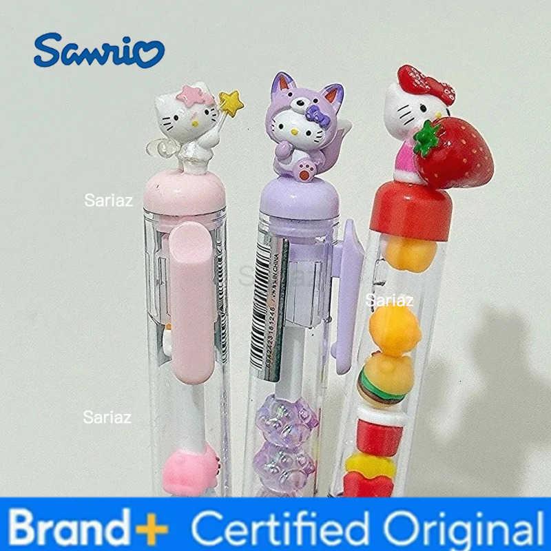 Sanrio Kawaii Hello Kitty Black Writing Gel Pen Cartoon Cute My Melody DIY Beaded Ballpoint Pen for Student Office School Supplies Gift H251231