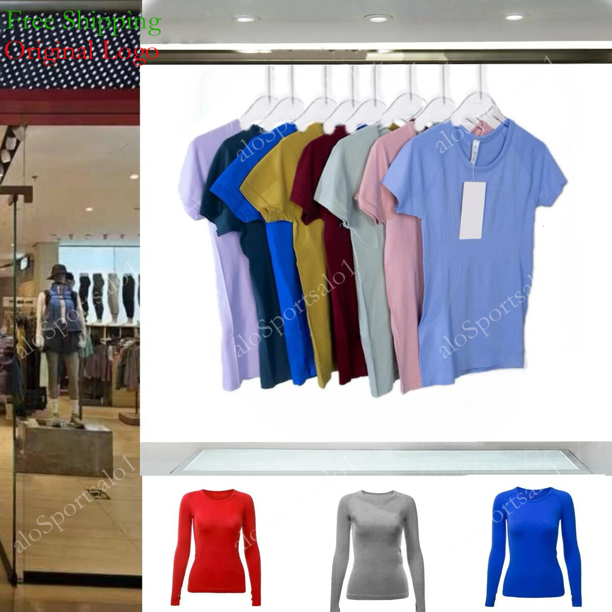 Women T-Shirts High-Elastic Women's T-Shirt Breathable Running Top Quick Drying Seamless Short And Long Sleeves Sleeve Sport-Cycling Gym Top Yogaalo Sportsalo1