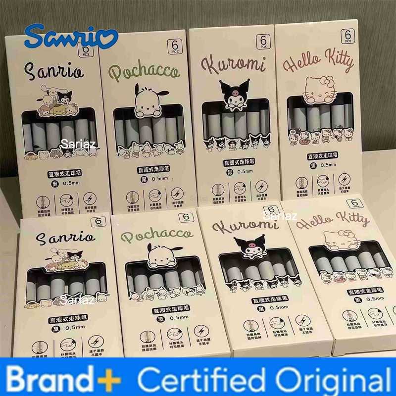 Sanrio 6pcs Gel Pen Set 05mm Fine Point Hello Kitty Cinnamoroll Kuromi Melody Cartoon Black Ink Stationery Supplies H251231
