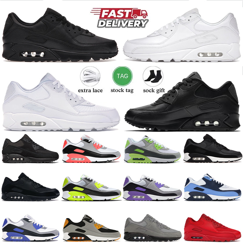 Designer casual shoes for men women 90s sneakers Triple Black White Infrared UNC Iron Grey high quality comfort breathable outdoor sports mens trainers size 36-45