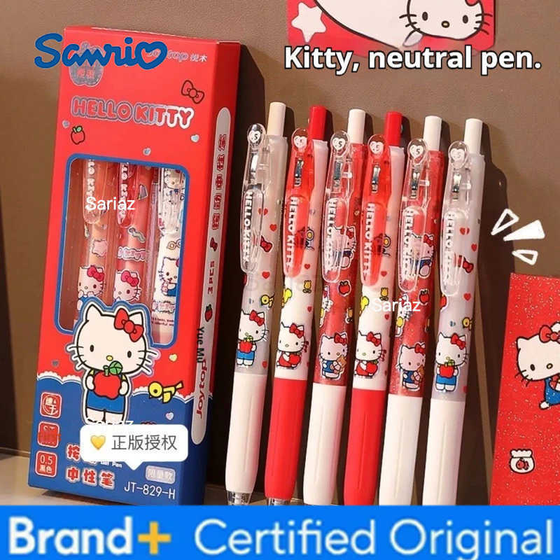 Sanrio 3pcs/Box Cartoon New Kt Press Neutral Pen Cute 05mm Cartoon Student Speed Drying Brush Question Pen High Appearance H251231
