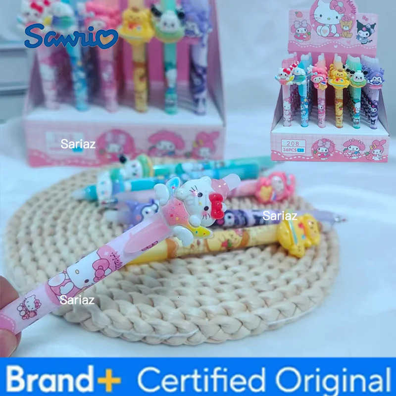 Sanrio Random 3/6PCS Cartoon Kuromi 05mm Erasable Blue Pen Kawaii Hellokitty My Melody Sign Pen Writing Instrument Student Study H251231