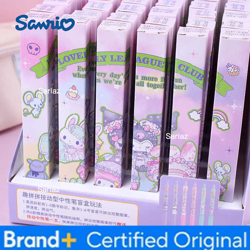 Sanrio Blind Box Pen Cute Hello Kitty My Melody Kuromi Cinnamoroll Quick-drying Press Pen Student Soft Grip ST05 Black Pen Gift H251231