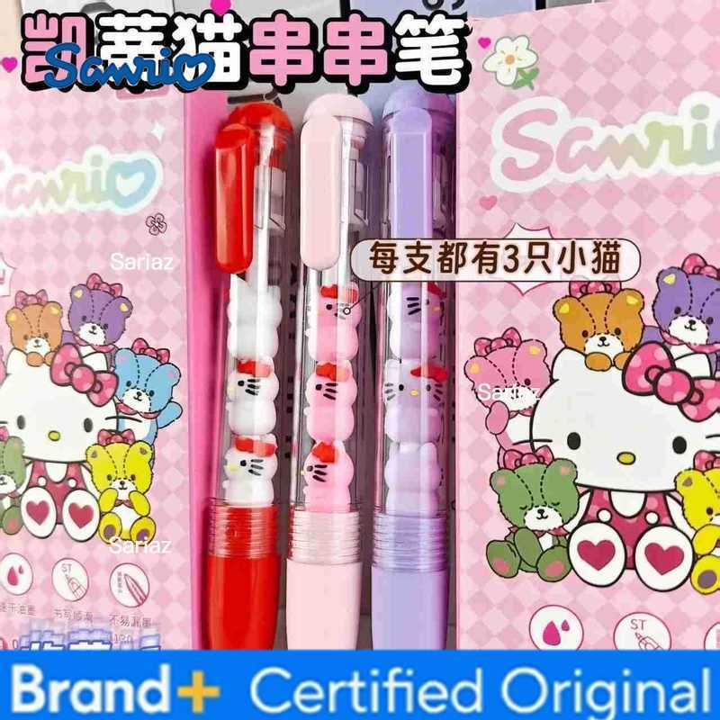 Sanrio 3Pcs Hello Kitty Gel Pen Set 05Mm Black Personality Ins Wind Fun Decompression Pen Students Learn Stationery H25123111