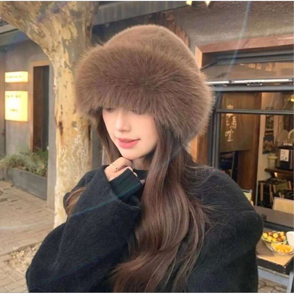 2pcs Faux Fur Mongolian With Thick Fleece Lining, Soft Warm Winter Plush Hat For Women 25T1231