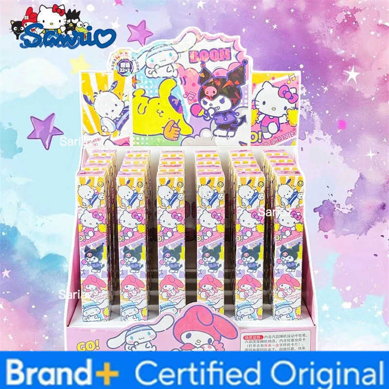Sanrio 24pcs Kuromi My Melody Gel Pen Cartoon Cute 05mm Black Press Sign Pen Independent Packaging Student Stationery Wholesale H251231