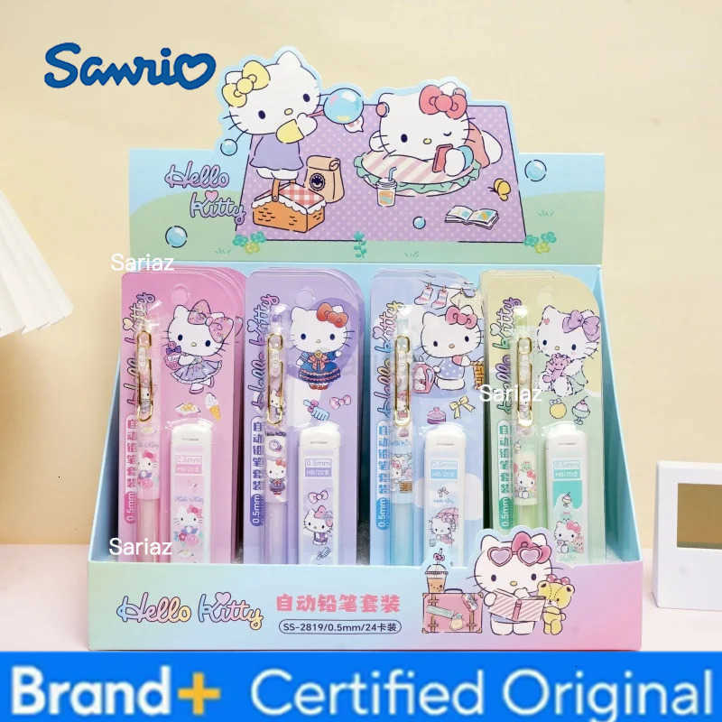 Sanrio 24set/lot Kawaii Kitty Mechanical Pencil Set Cute 05mm Drawing Writing Automatic Pen School Office Supplies H251231