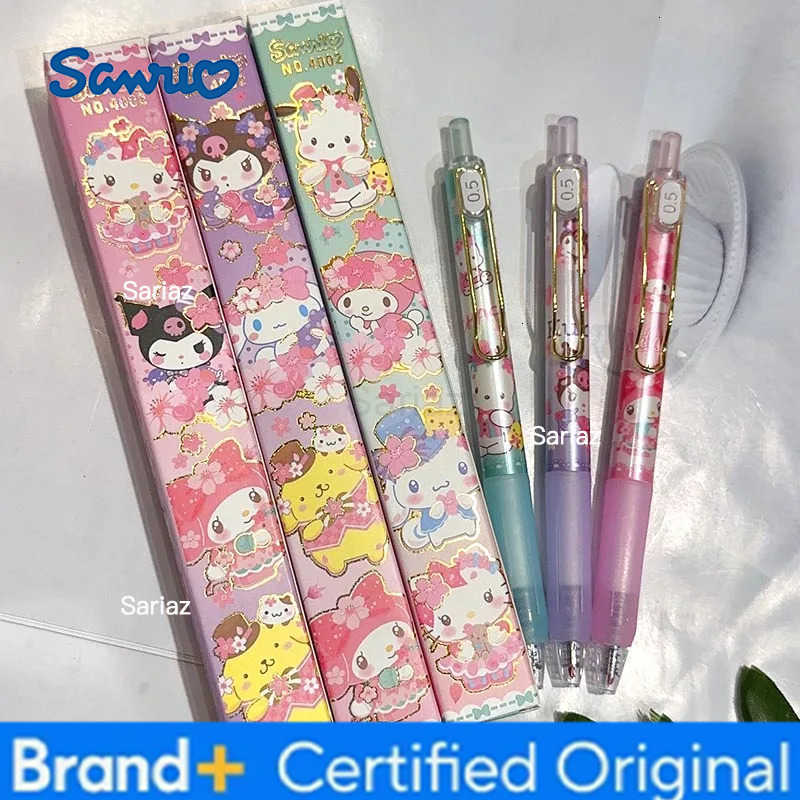 Sanrio 24pcs/lot Cherry Pochacco Press Gel Pen Cute Kuromi Kitty 05mm Black Ink Neutral Pens Promotional Gift School Supplies H251231
