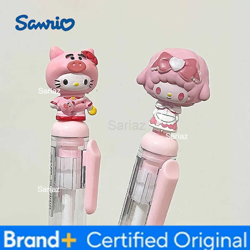 Sanrio New Style Hello Kitty Beaded Gel Pen Cartoon Cute KT Cat Clothing Modeling 05mm Black Ink Press Pen Students Friend Girl Gift H251231