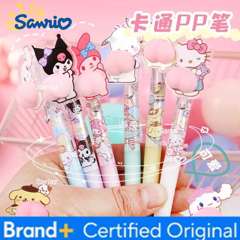 Sanrio new cartoon cute Hello kitty Kuromi My melody Cinnamoroll unisex press pen girls signature decompression butt pen H251231