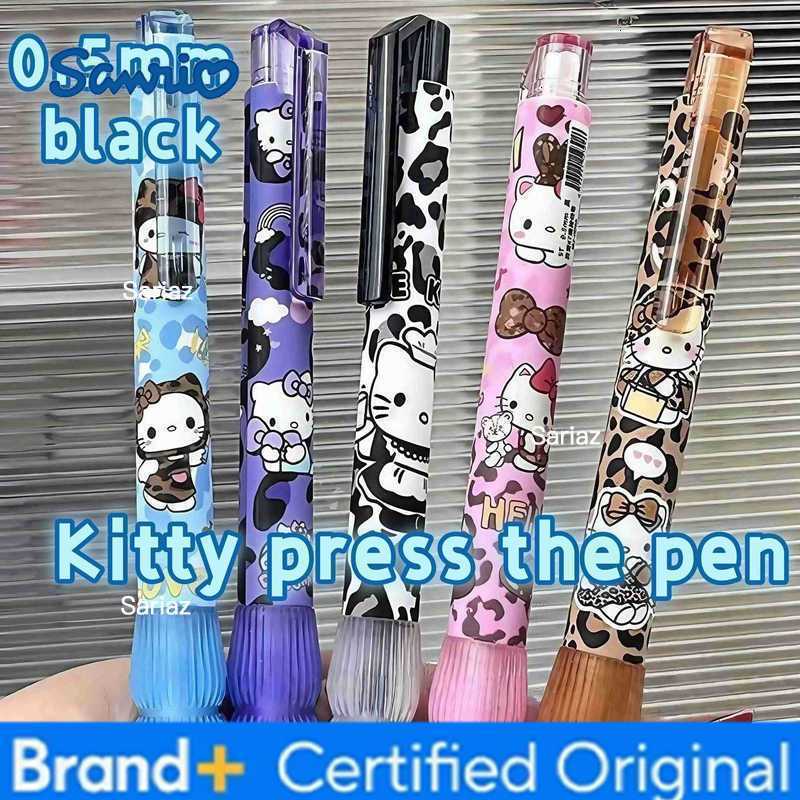 Sanrio 5Pcs/Set New Hello Kitty Retractable Gel Pens Soft Grip Aesthetic Trendy Kawaii Cartoon Writing Pens Cute Stationery H2512311