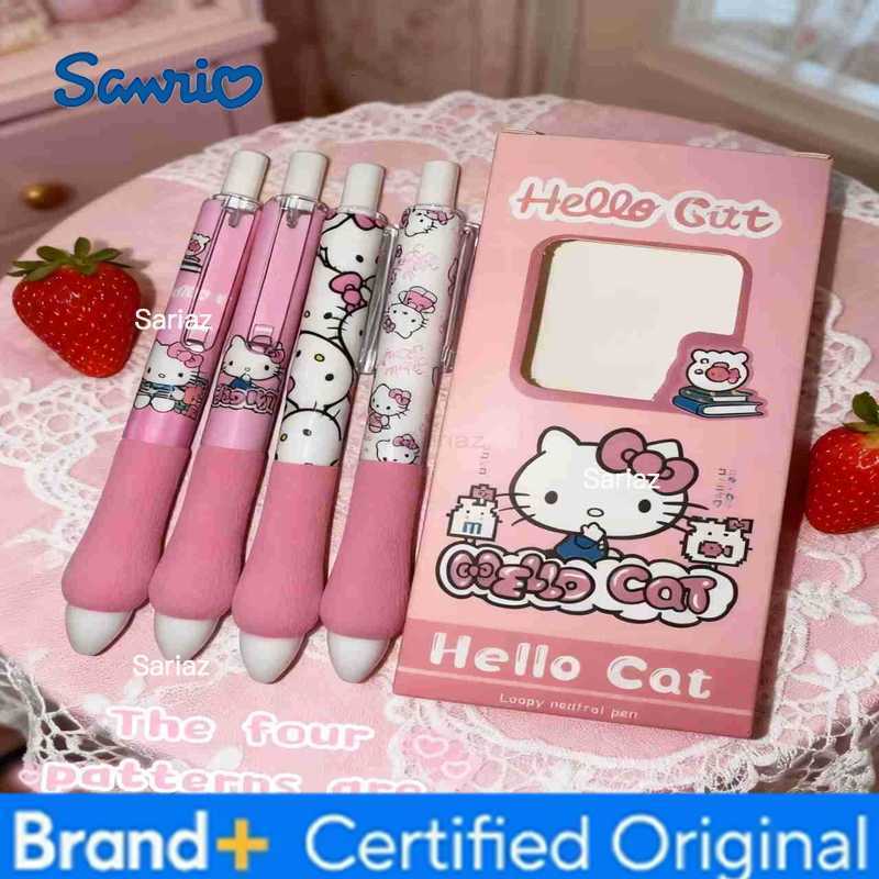 Sanrio Hello Kitty 4pcs Series Gel Pen 055mm Refill Y2k Cinnamoroll Kuromi MelodyCartoon Press Pen Black Stationery Supplies kawaii H25123111