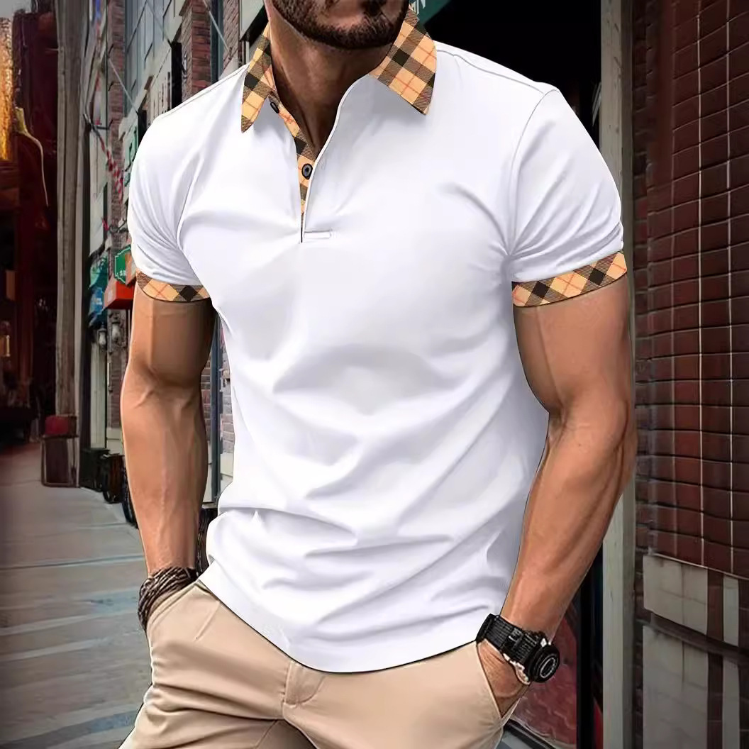 Luxury Brand Designer Clothes New Independent Station European And American Mens Fashion Turn-Down Collar Slim Fit Mens T-Shirt POLO Shirt Short Sleev