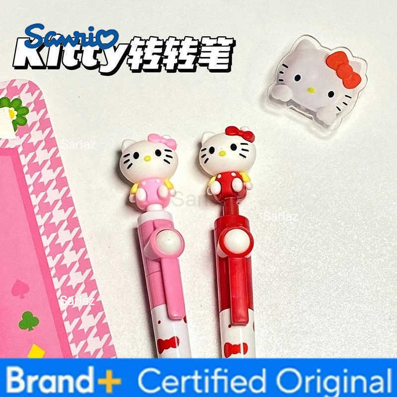 Sanrio New Kawaii Hello Kittys Rotatable Gel Pen Cute Neutral Pen 05mm Cartoon School Office Supplies Students Stationery Gift Refil H251231