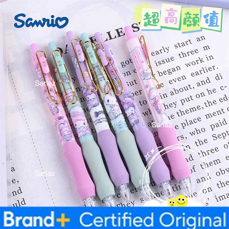 Sanrio Blind Box Pen Cute Hello Kitty My Melody Kuromi Cinnamoroll Quick-drying Press Pen Student Soft Grip ST05 Black Pen Gift H251231