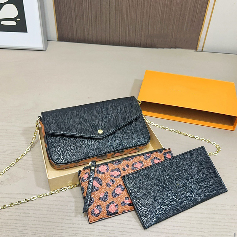 3-piece set luxury handbags chain shoulder bag women designer handbags and purse new style high quality fashion wallets