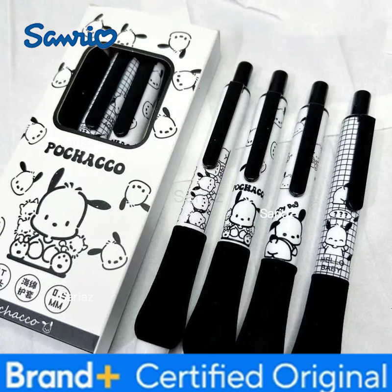 Sanrio 4pcs Pochacco Gel Pen Set Cute Cartoon Press A Gel Pen Quick-drying 05 Ballpoint Pens Stationery Students Supplies H2512311