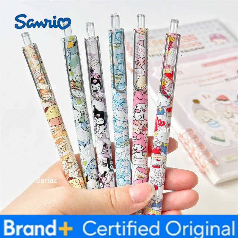 Sanrio 24pcs Kuromi My Melody Gel Pen Cartoon Cute 05mm Black Press Sign Pen Independent Packaging Student Stationery Wholesale H251231