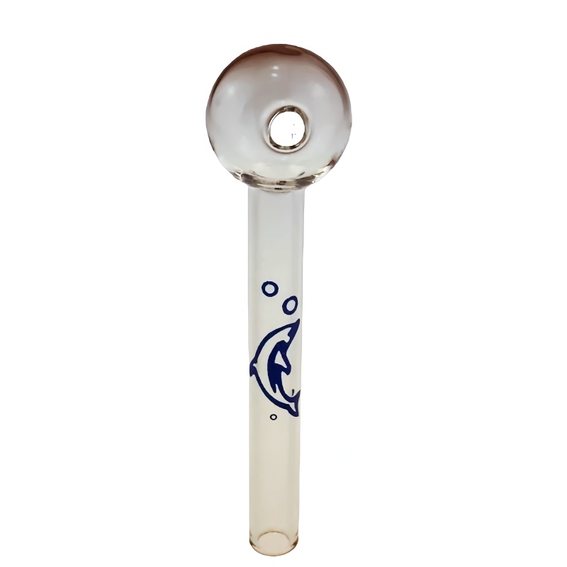 QBsomk Dolphin Logo glass oil burner pipes Colored Bubbler Oil Burner Glass Smoking Water Hand Pipe Tobacc