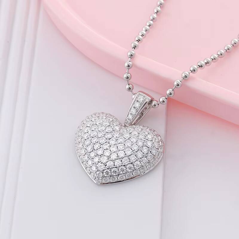 Trending Product moissanite heart pendant 925 sliver custom moissanite pendant Hip Hop Bling lced Out Jewelry for made in china