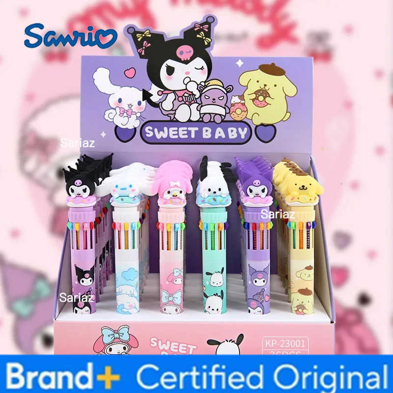 Sanrio Cartoon Ballpoint Pen 3pcs Kuromi Hello Kitty Cinnamoroll 10 Color 07 School Student Stationery Draw Wrirte Mark Pen H251231