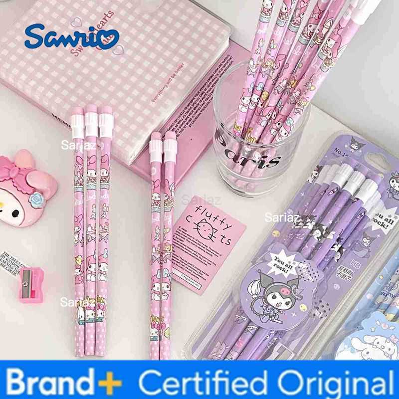 Sanrio 12pcs Anime Kuromi My Melody Pencil Figure Cartoon Pencil Kawaii Cinnamoroll Student Stationery Kids Birthday Party Gifts H251231