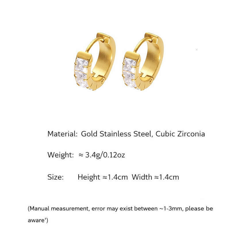 18K Gold Plated White Cubic Zirconia Circle Hoop Earrings for Women: Chic Designer-Inspired Unisex Daily Jewelry, Affordable Valentine's Day Gift