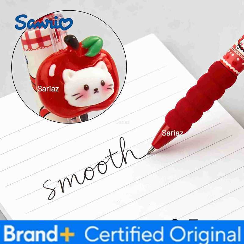 Sanrio 4Pcs Kawaii Apple Cat Gel Pen 05mm Black Ink Gel Pens Soft Grip Student Writing Pen Cute Stationery School Office Supplies H251231