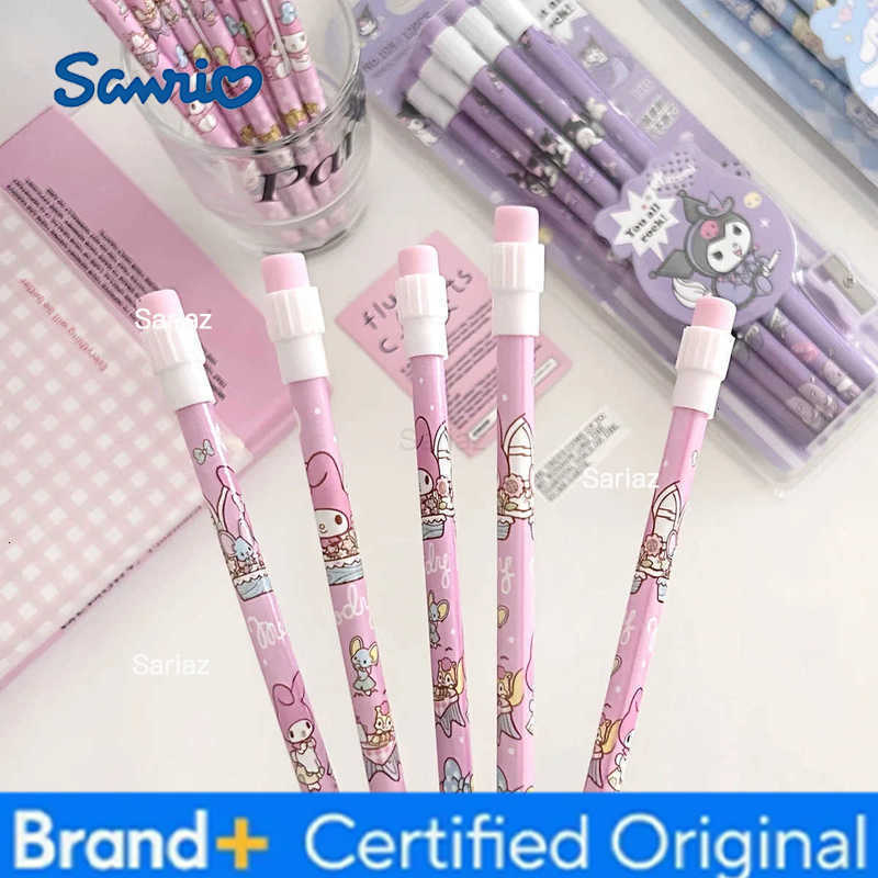 Sanrio 12pcs Anime Kuromi My Melody Pencil Figure Cartoon Pencil Kawaii Cinnamoroll Student Stationery Kids Birthday Party Gifts H251231
