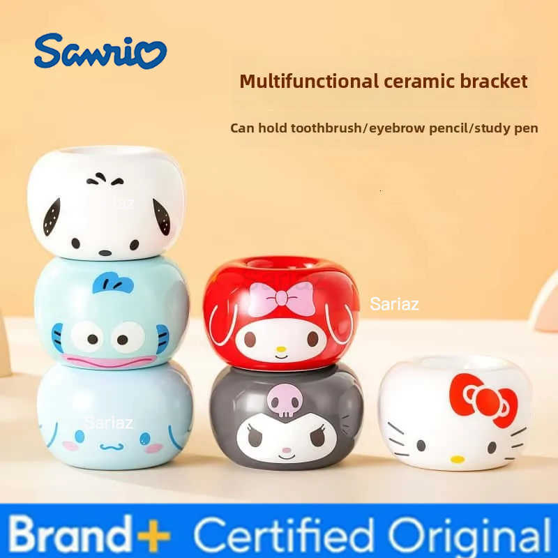 Sanrio HelloKitty Multifunctional Ornament Ceramic Stand Cinnamoroll Cartoon Cute Pen Stand Personality Mini Toothbrush Card Holder H251231
