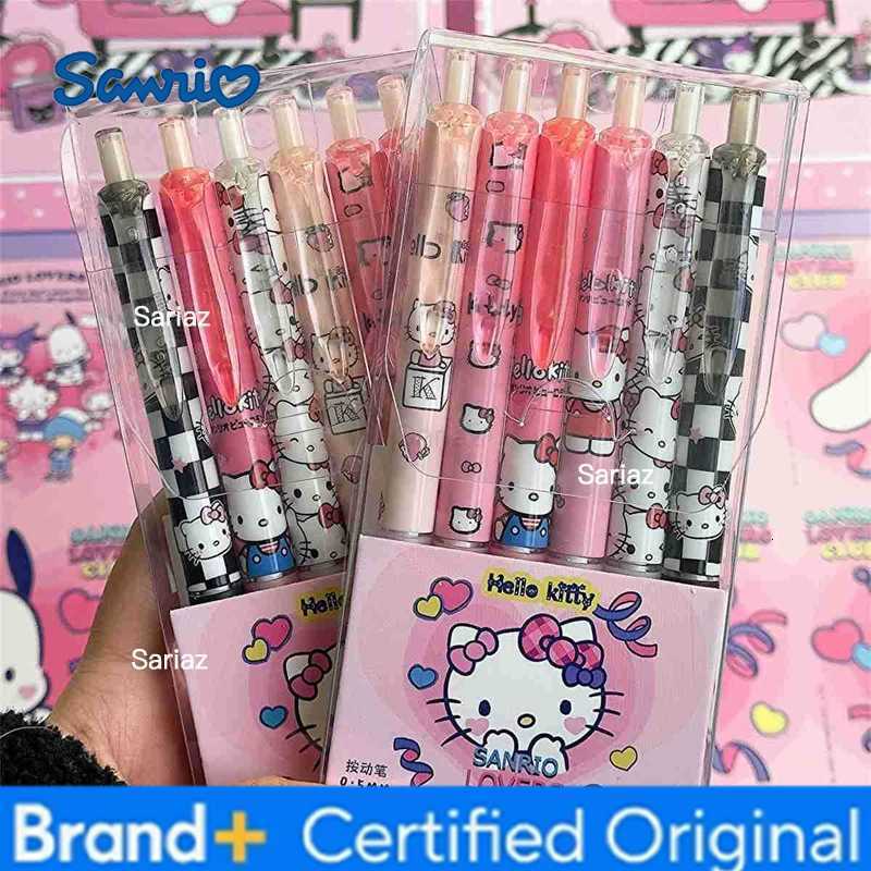 Sanrio 6Pcs/Set Sanriou Kawaii Kuromi Hello Kitty 05mm Gel Pens Set Cute Black Pen Cartoon School Student Stationery Supplies Gift H251231