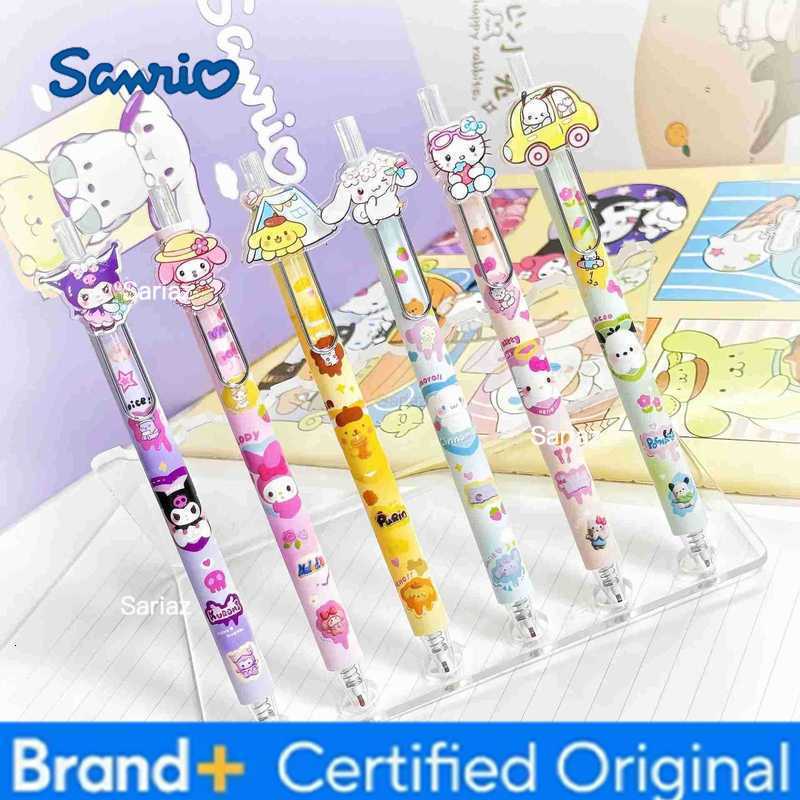 Sanrio 6-36pcs Kawaii Melody Kuromi Press Gel Pen Cute Hello Kitty 05mm Black Gel Pens School Supplies Stationery H251231