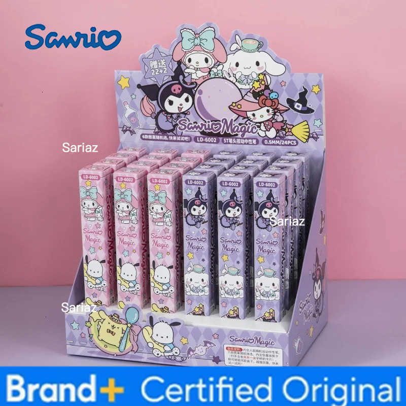 Sanrio 24pcs/lot Kitty Kuromi Gel Pen Cute Pochacco 05mm Black Ink Neutral Pens Promotional Gift Office School Supplies H251231