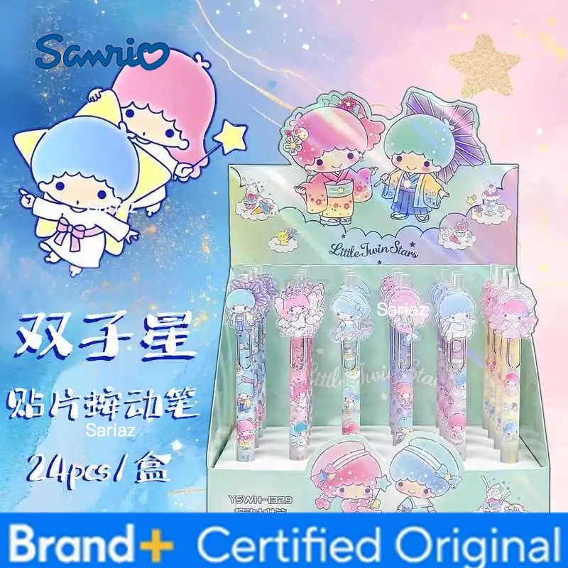 Sanrio 6/24pcs Gemini Press Gel Pen Cartoon 05mm Black Patch Sign Pen Student Couple Stationery Supplies Gift Wholesale H251231