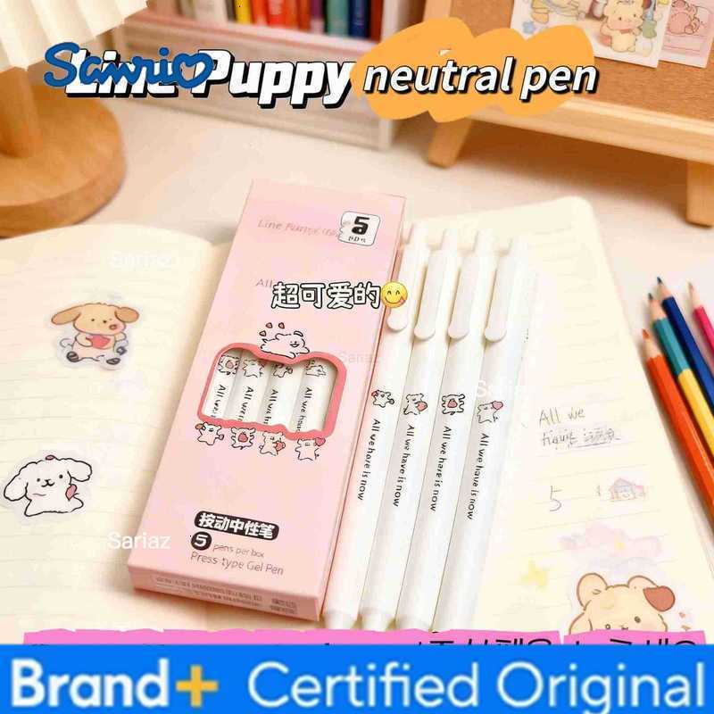 Sanrio Line puppy 5pcs Series Gel Pen 055mm Refill Y2k Cinnamoroll Line puppy Cartoon Press Pen Black Stationery Supplieskawaii H251231