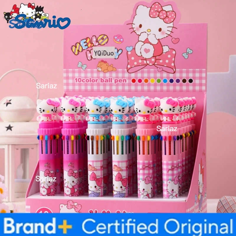 Sanrio 6/36pcs Cartoon KT Doll 10 Colors Ballpoint Pen Hello Kitty Cute Gel Pen Student Supplies Stationery Wholesale Gifts H251231