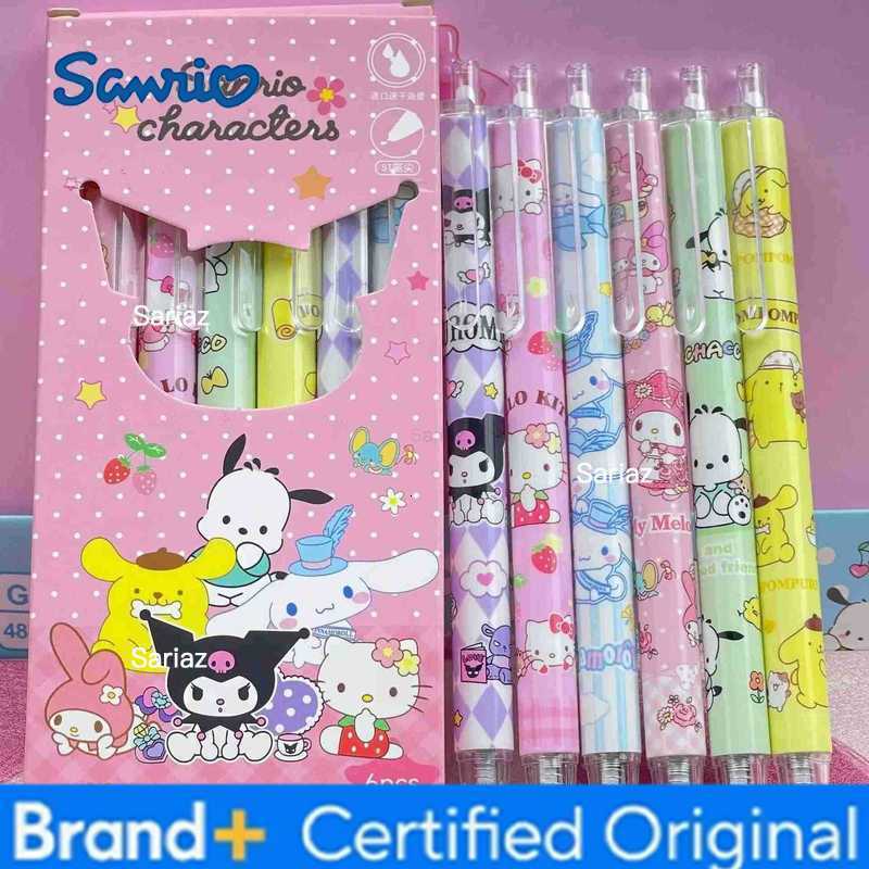 Sanrio 6 pcs Gel Pen Hello Kitty Melody Kuromi Cinnamoroll Pochacco Student Neutral Ball Pen Office School Supplies Stationery H251231