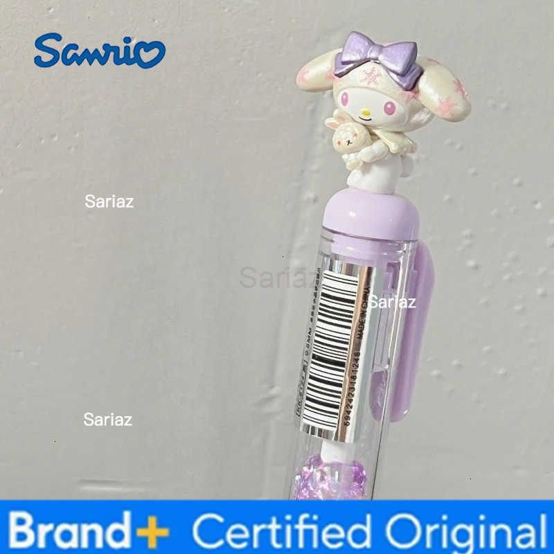 Sanrio Kawaii Leopard Hello Kitty Press Gel Pen Anime KT Funny Diy Beaded Sign Pen 05mm Black Ink Student Stationery School Supplies H251231